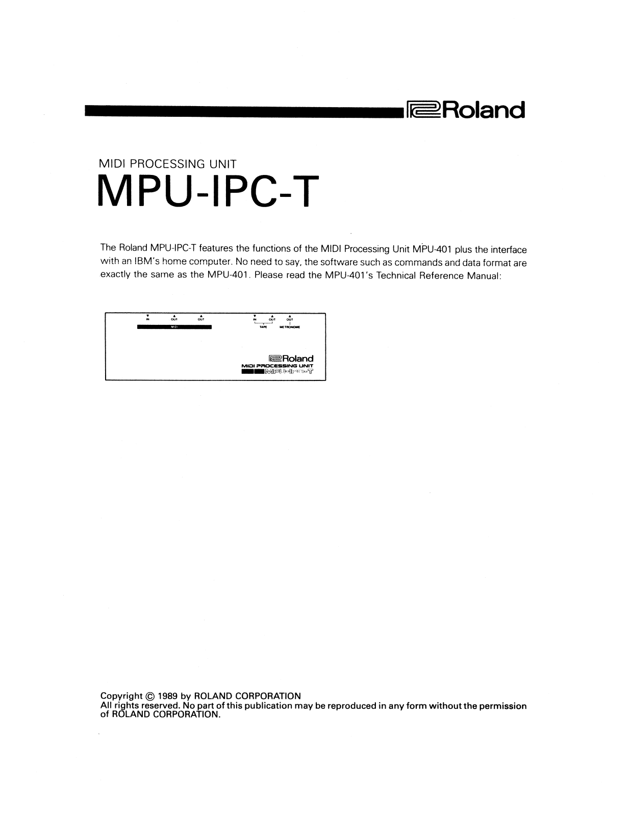 Roland Corporation MPU-IPC-T Owner's Manual