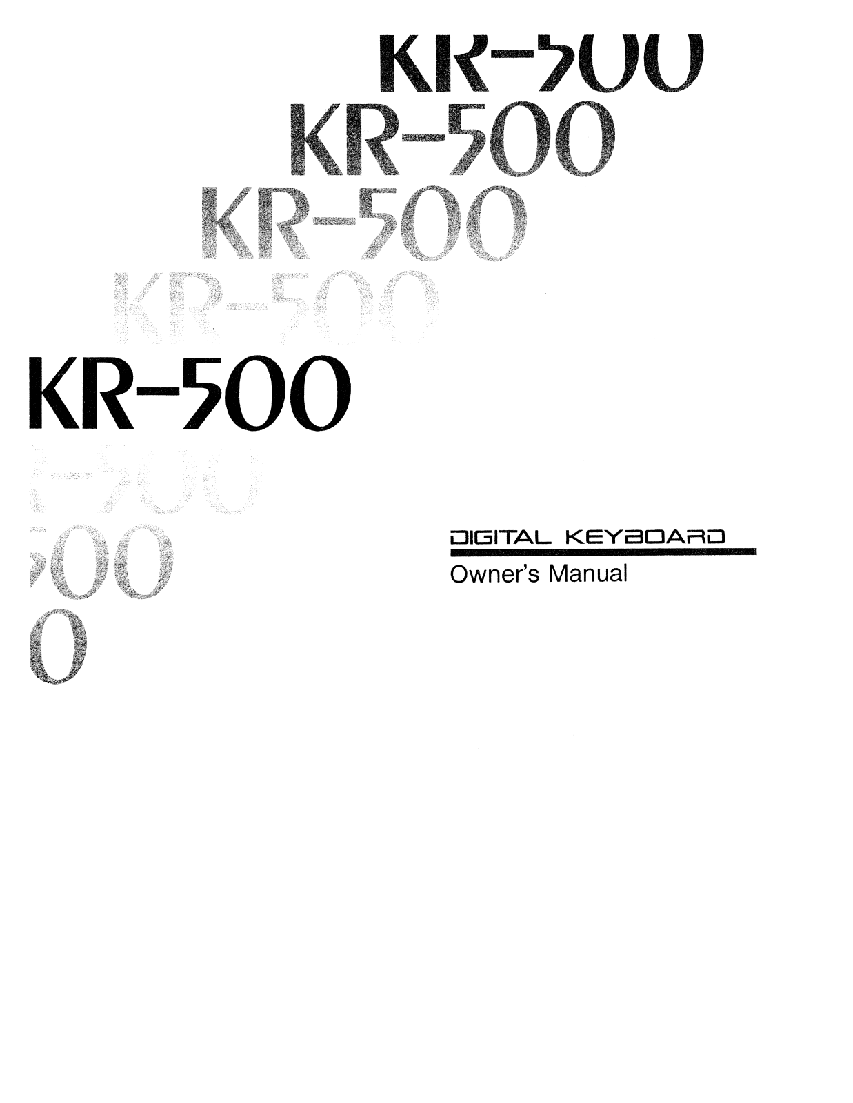 Roland Corporation KR-500 Owner's Manual