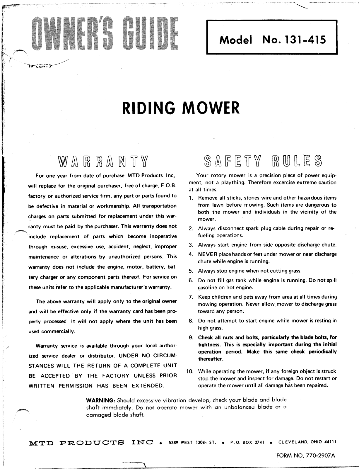 MTD 131-415 User Manual