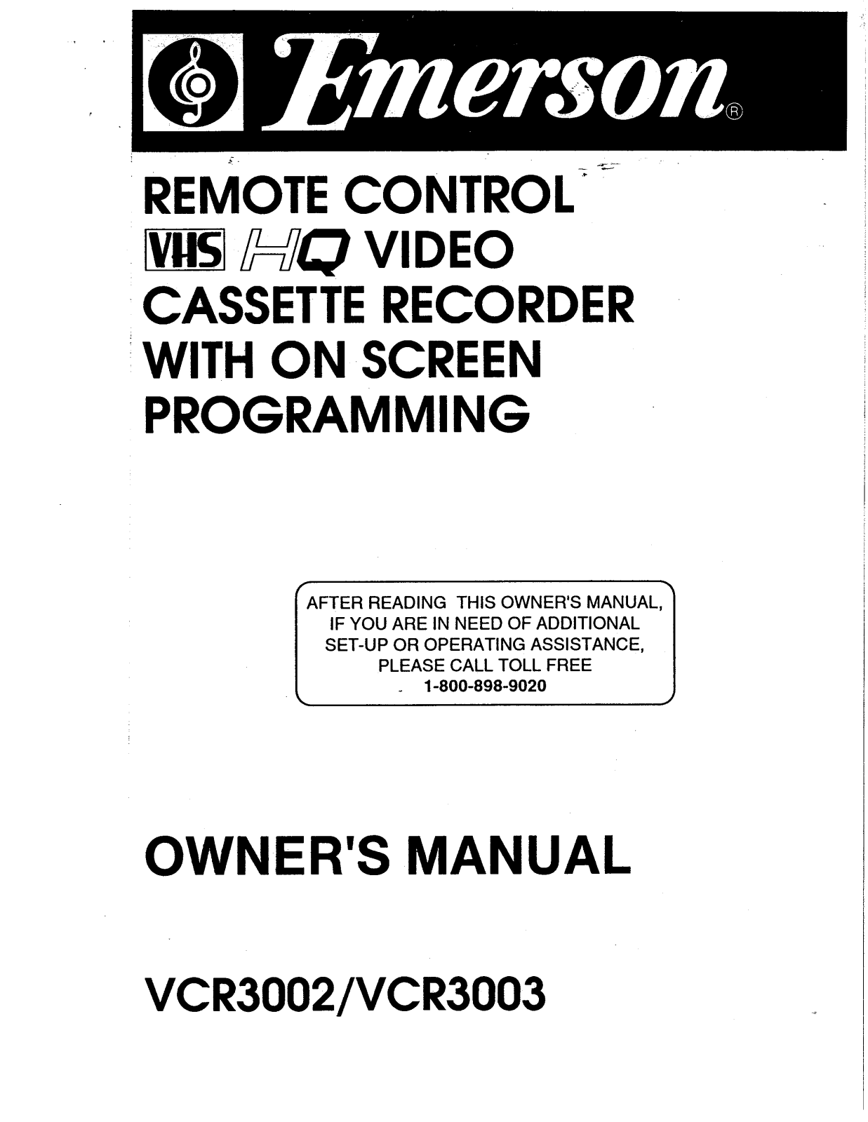 EMERSON VCR3003 User Manual