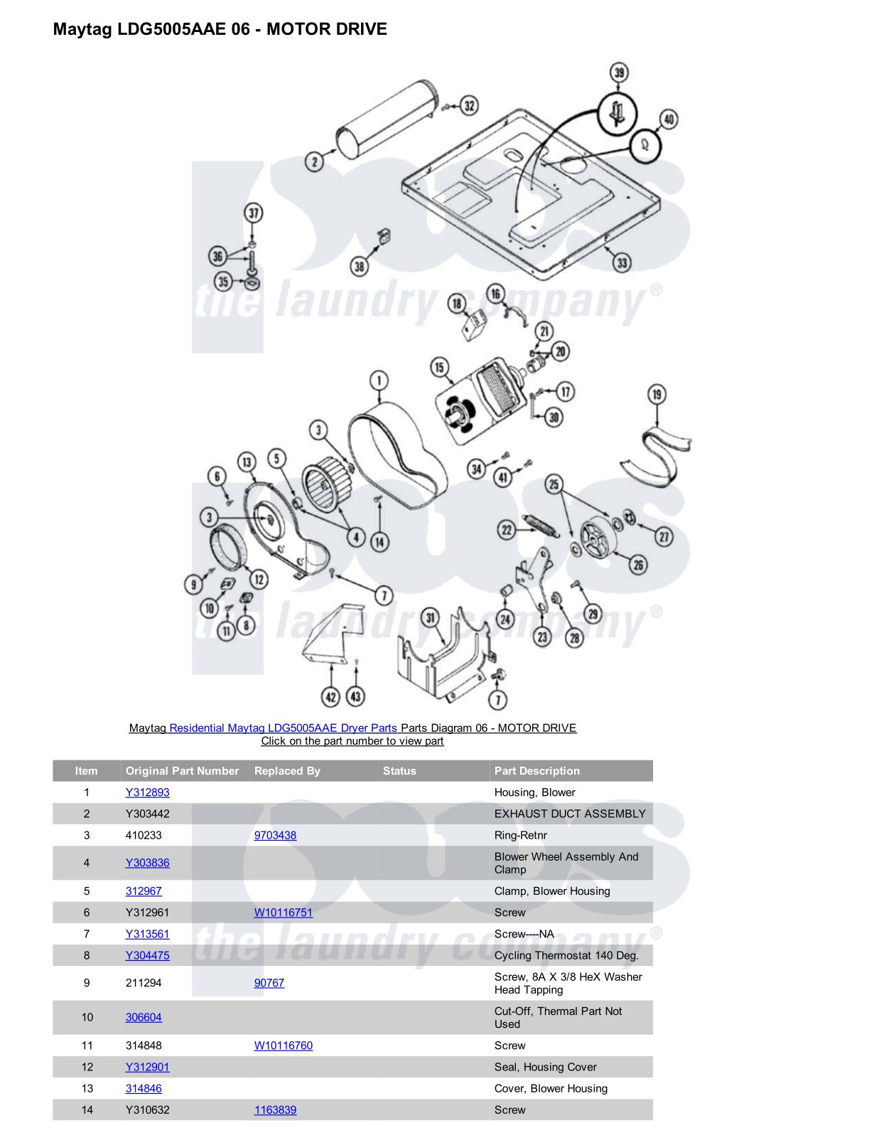 Maytag LDG5005AAE Parts Diagram