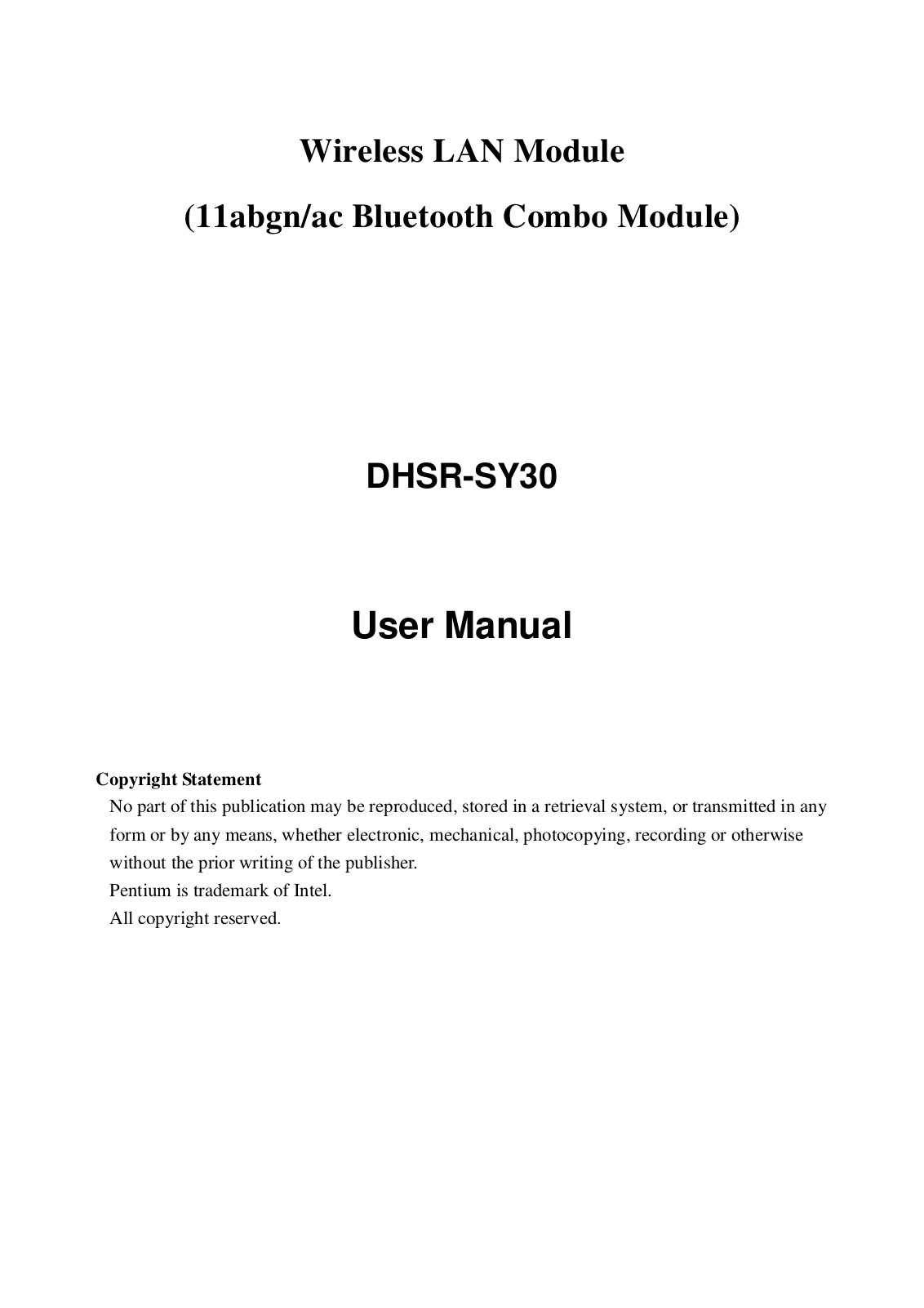 Wistron NeWeb SY30 Users manual