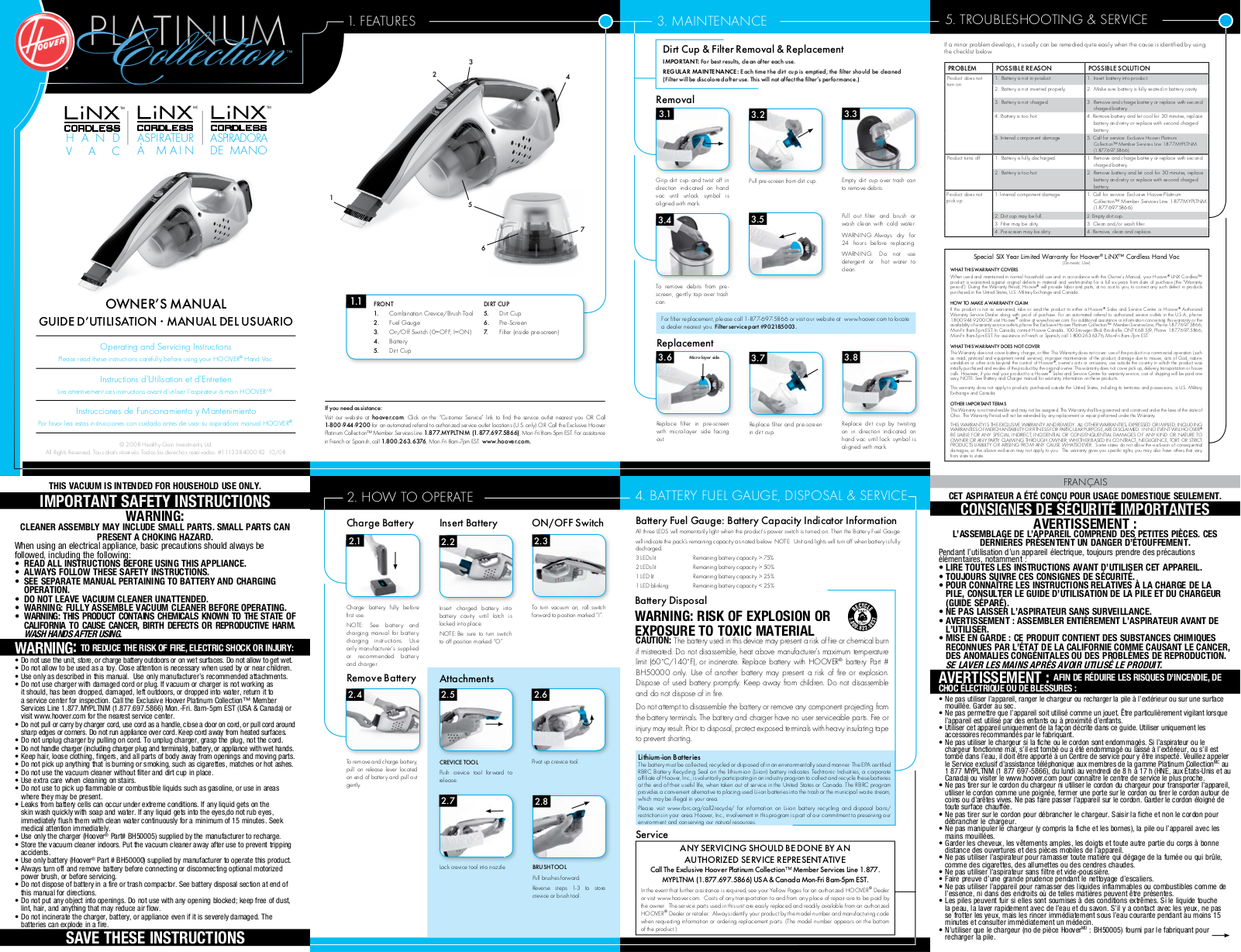 HOOVER LINX HAND VAC User Manual