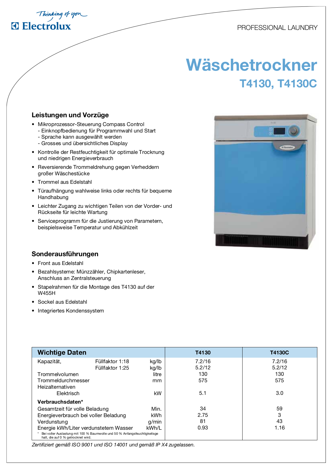 Electrolux T4130, T4130C DATASHEET