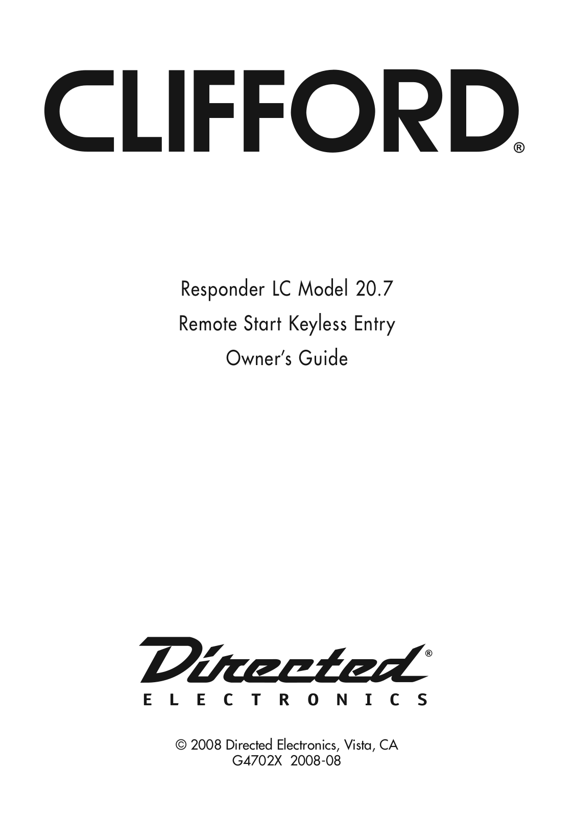 Clifford 20.7 User Manual