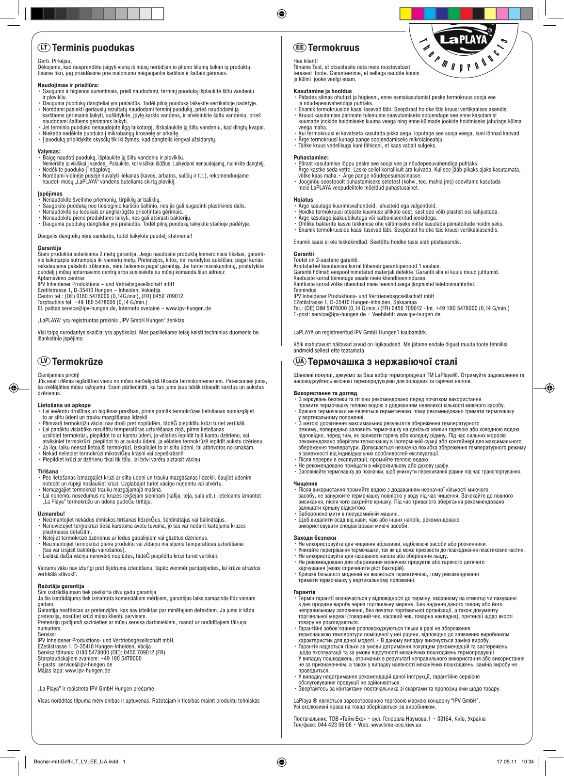 La Playa Thermo Cup User Manual