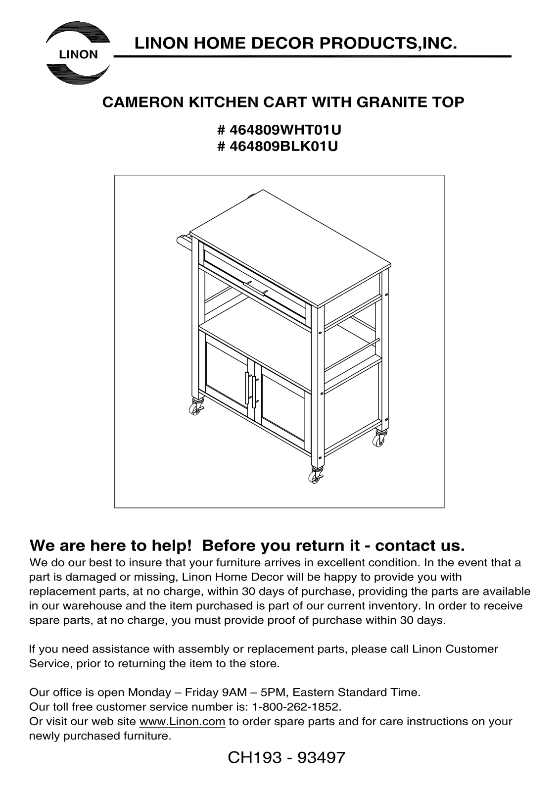 Linon 464809WHT01U Assembly Guide - ManualMachine.com
