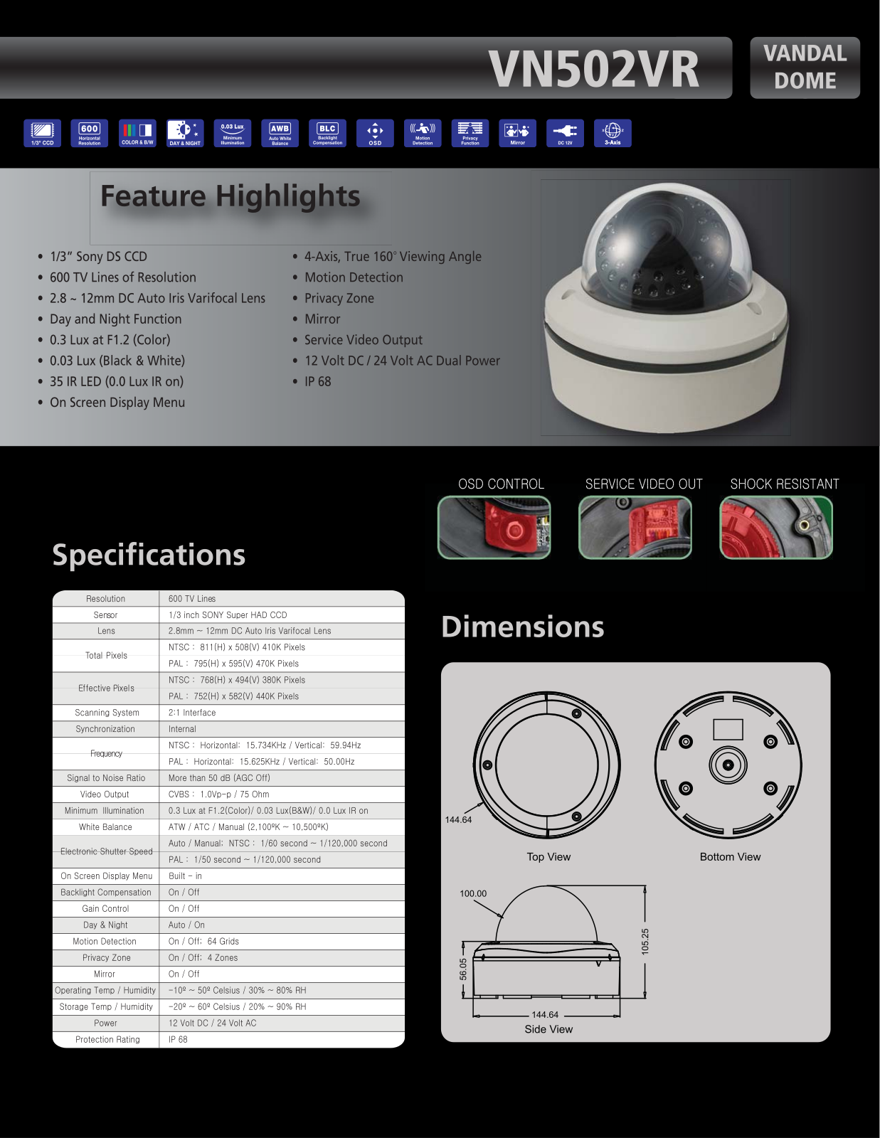 Cantek VN502VR Specsheet