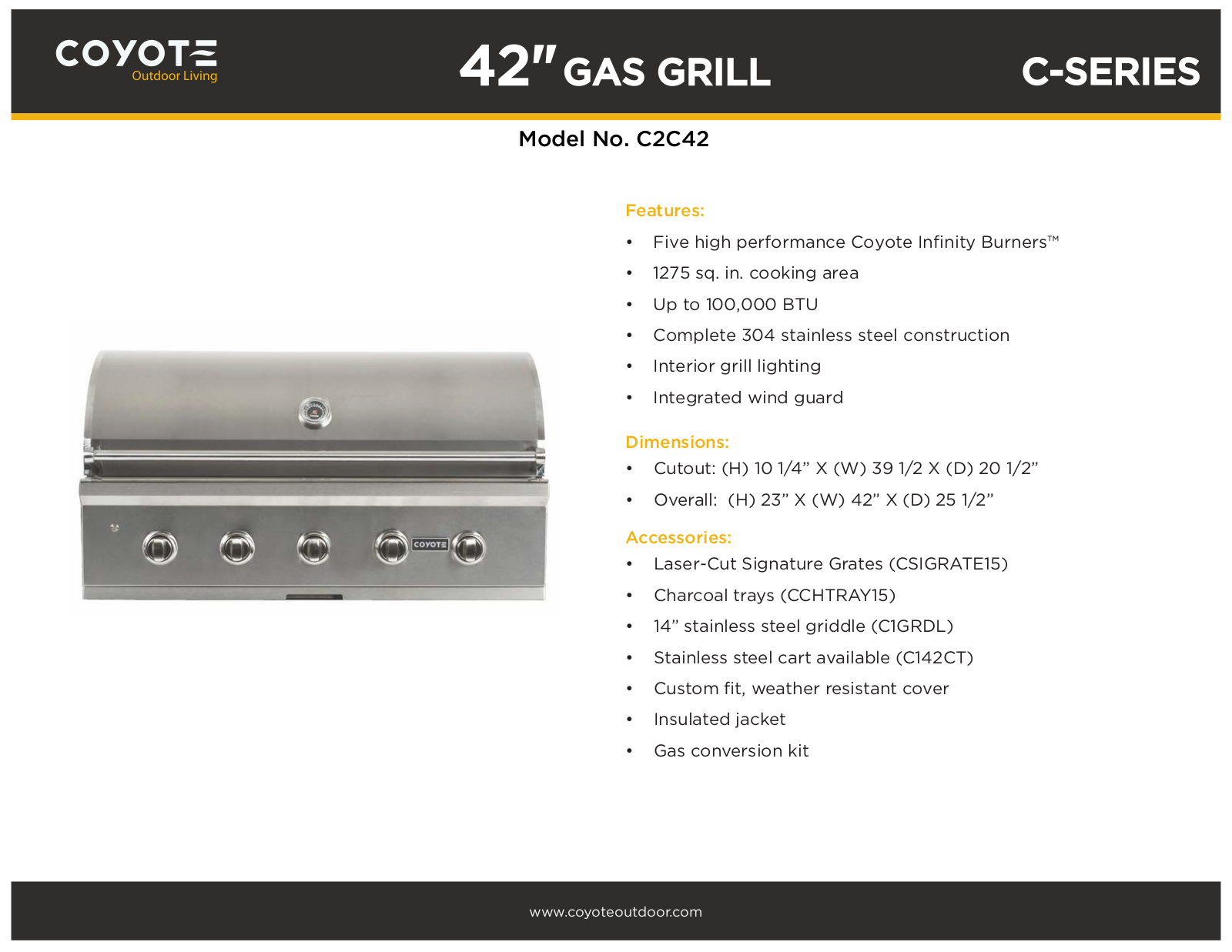 Coyote C2C42NG, C2C42LP Specifications