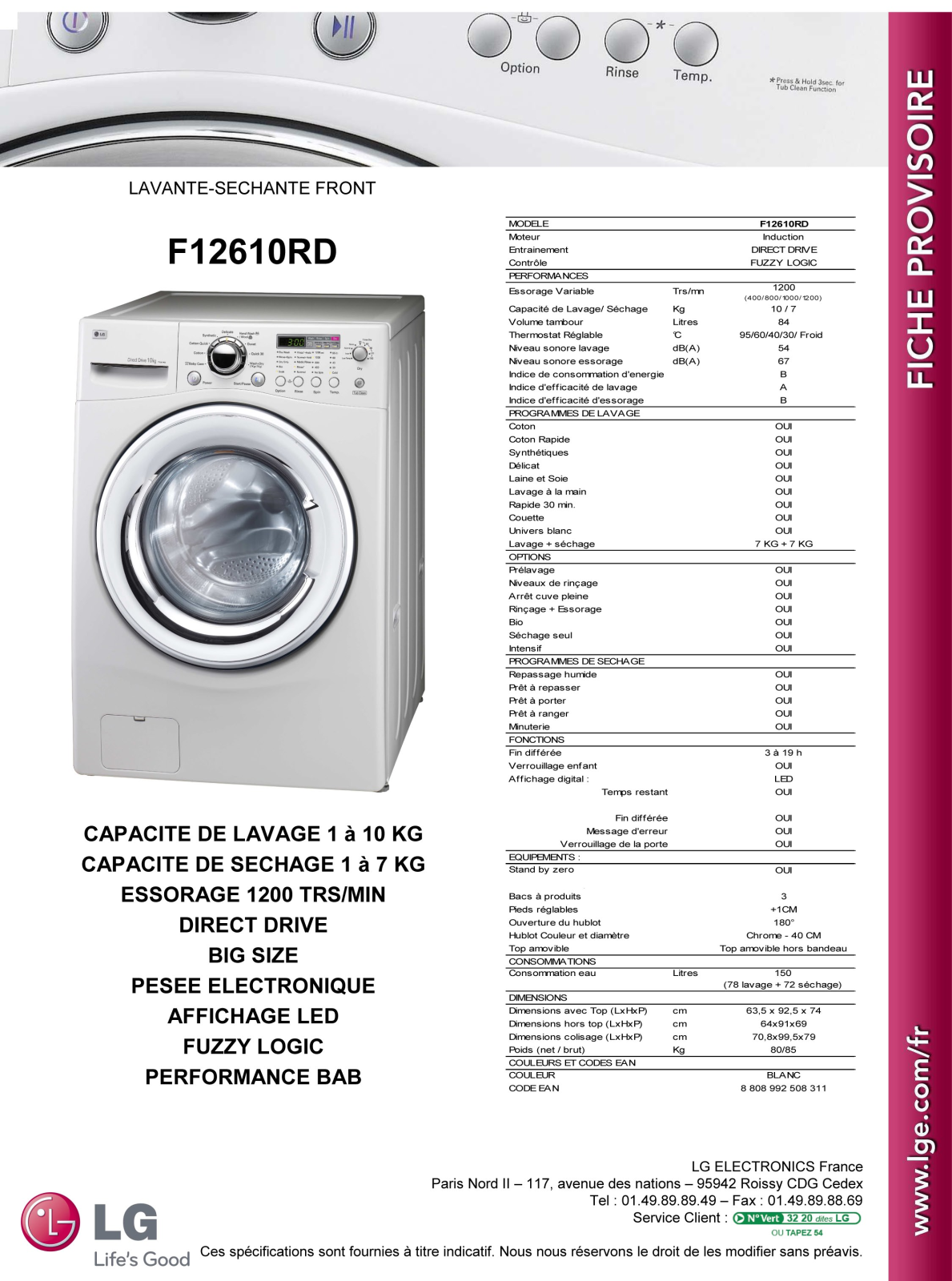 LG F12610RD User Manual