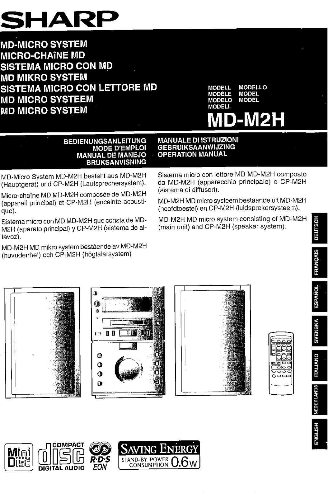 Sharp MD-M2H OPERATION MANUAL