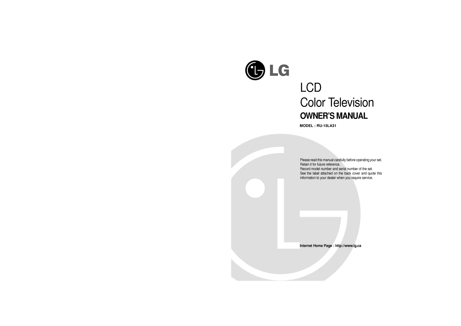 LG RU-15LA31 User Manual