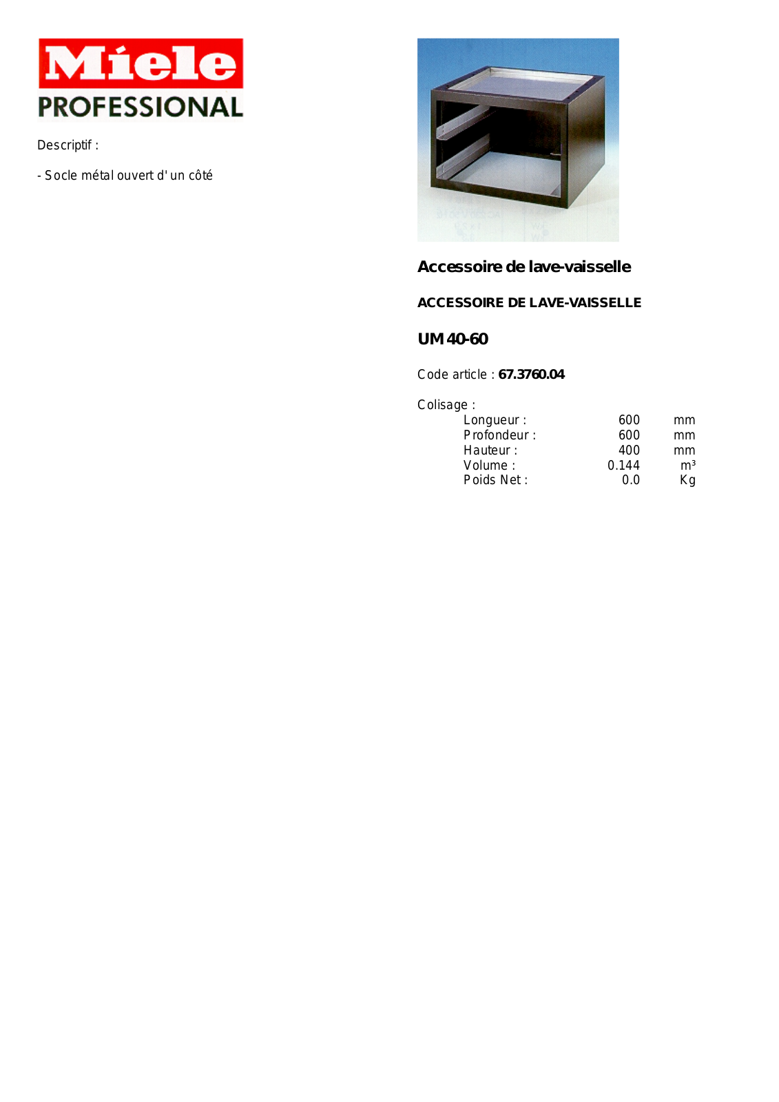 Miele UM 40-60 DESCRIPTION - ManualMachine.com