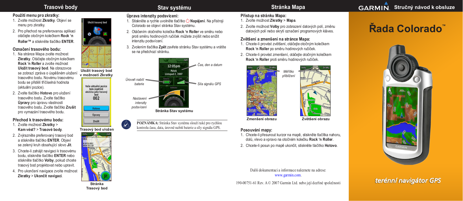 Garmin Colorado 300, Colorado 400i, Colorado 400t, Colorado 400c brief operating instructions