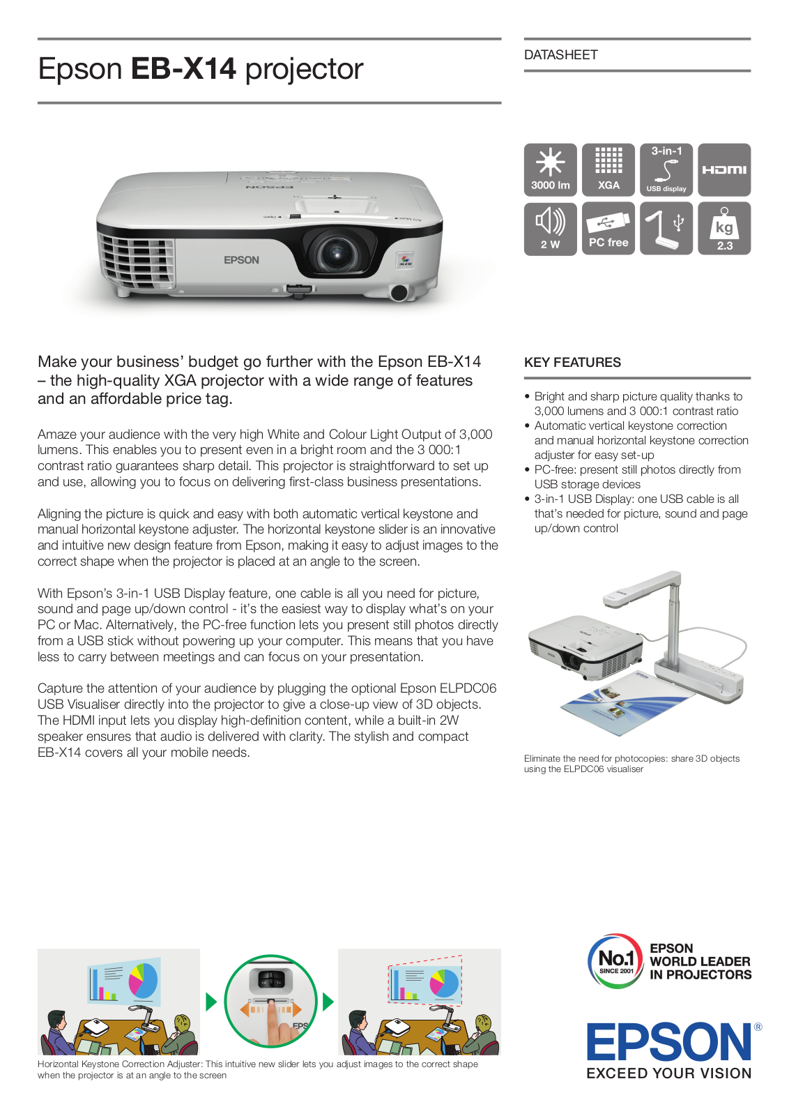 Epson EB-X14 Product Sheet