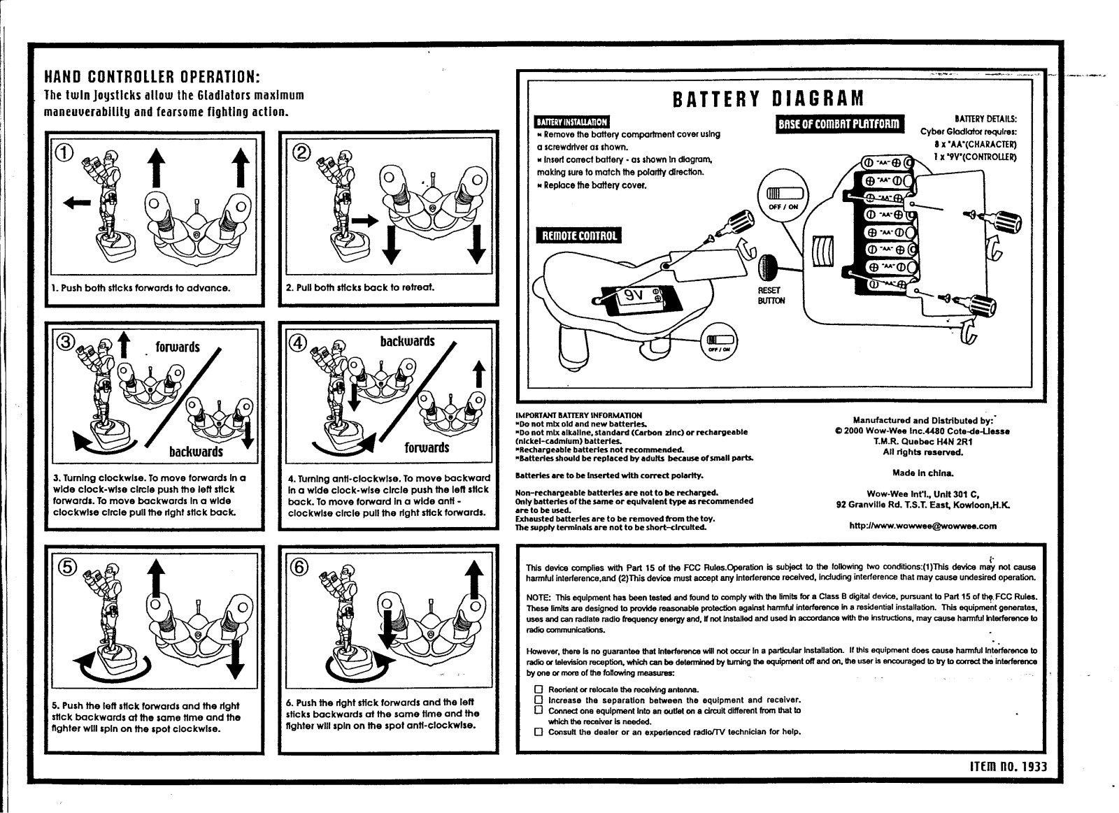 WowWee Group 1933A User Manual