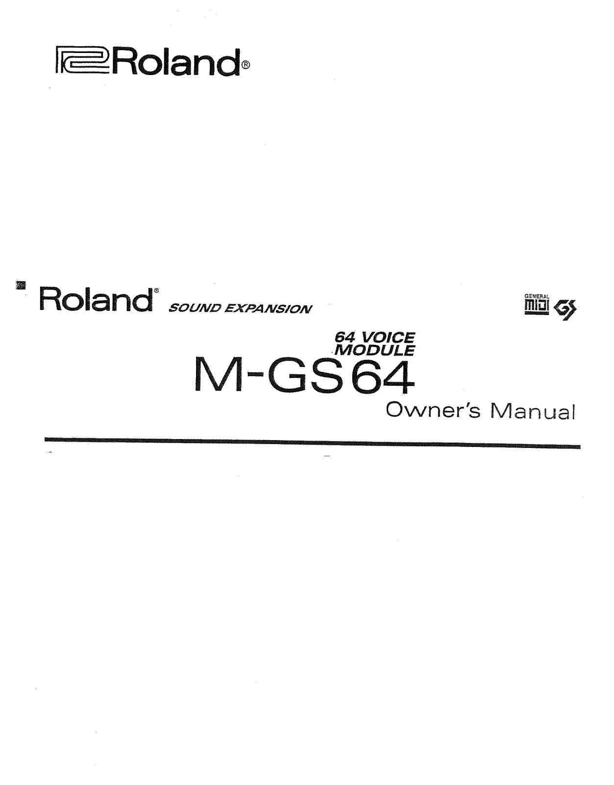 Roland Corporation M-GS64 Owner's Manual