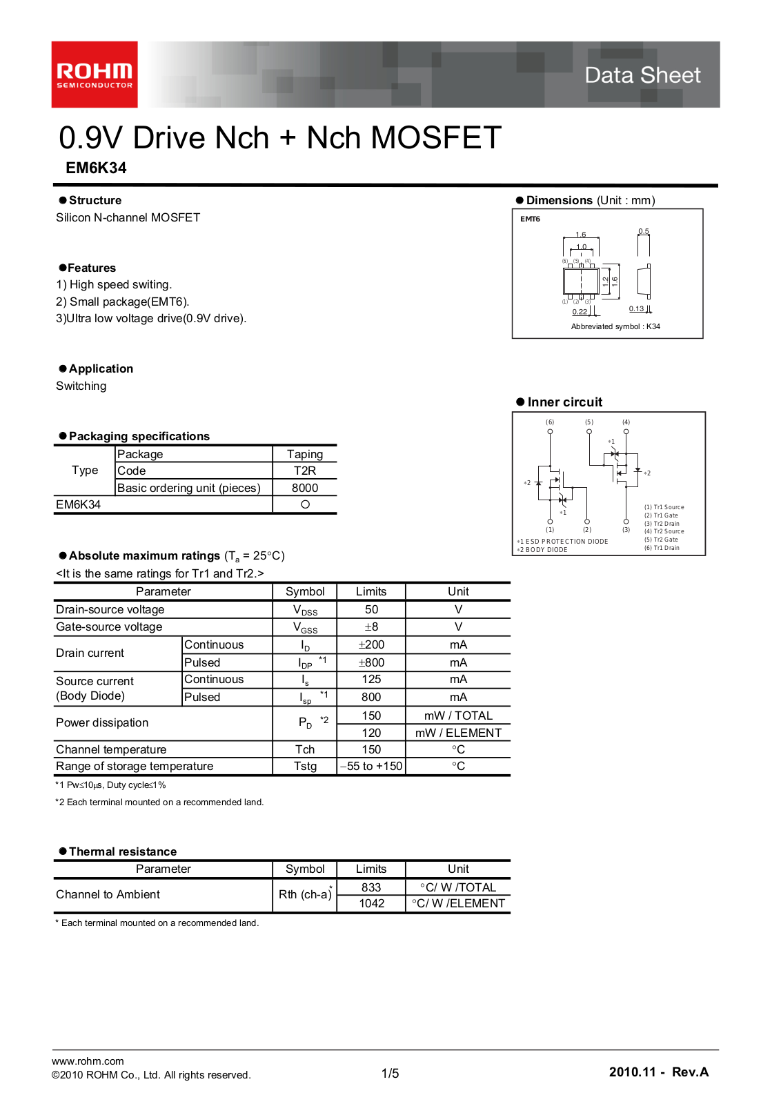 ROHM EM6K34 Technical data