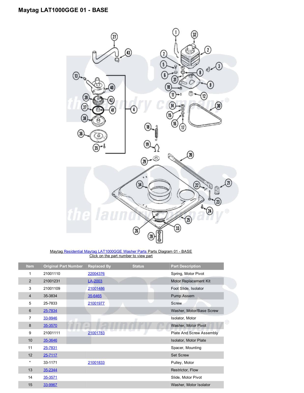 Maytag LAT1000GGE Parts Diagram