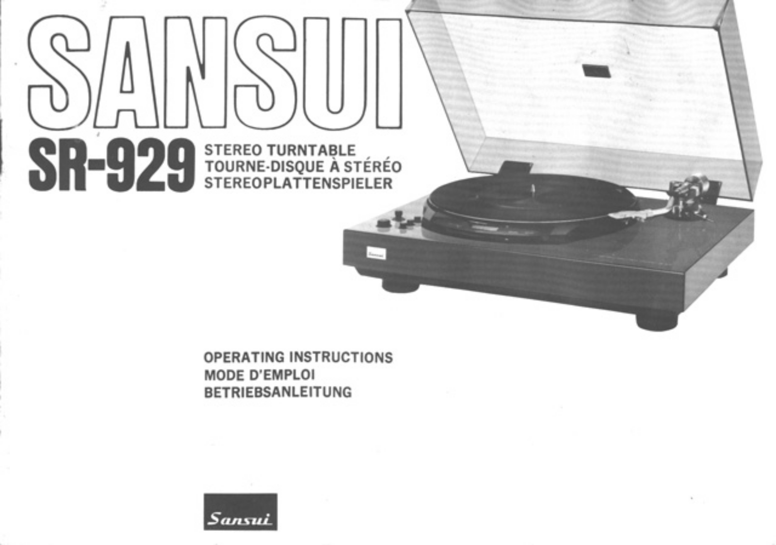 Sansui SR-929 Owners manual