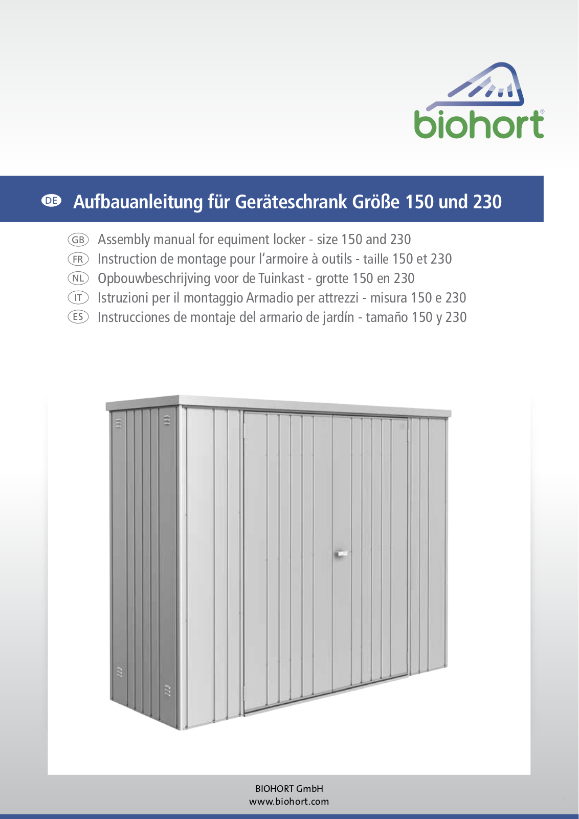 Biohort Geräteschrank Assembly Manual