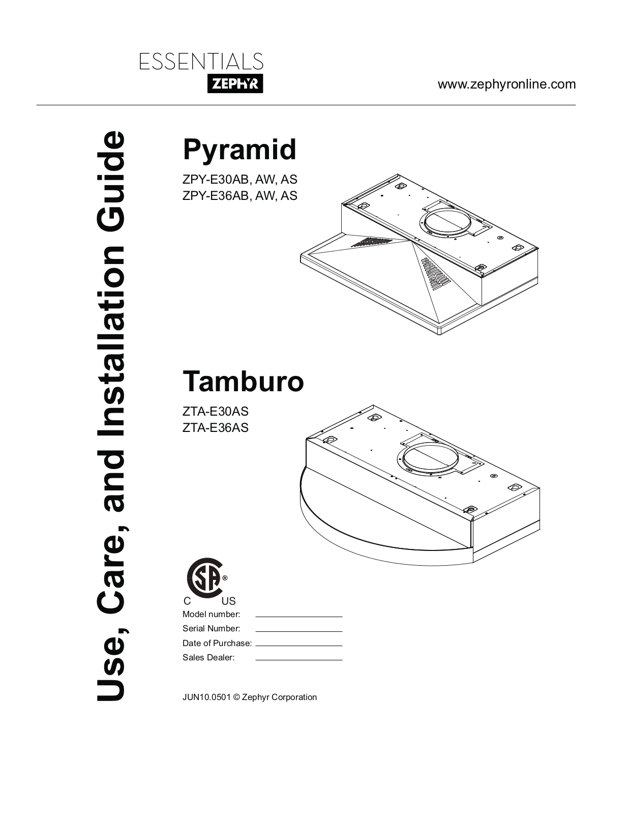 Zephyr ZTAE30AS User Manual