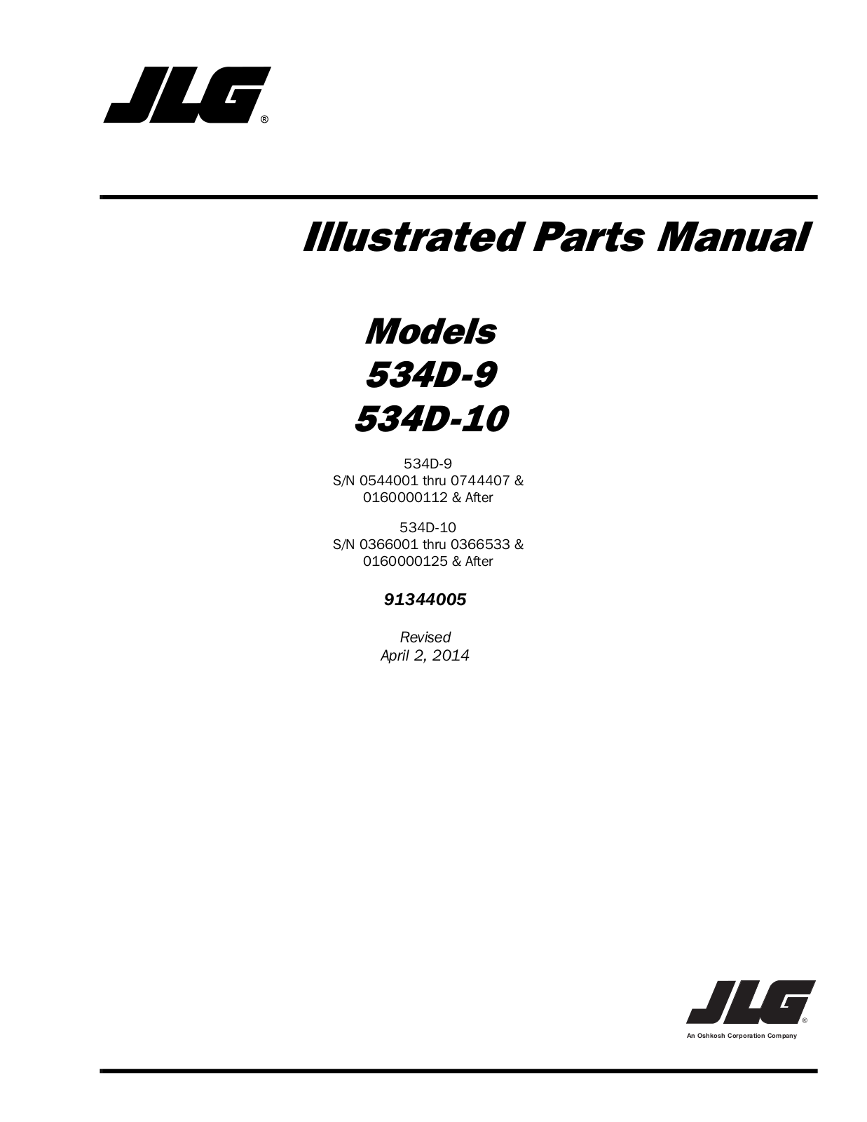 JLG 534D-10 Parts Manual