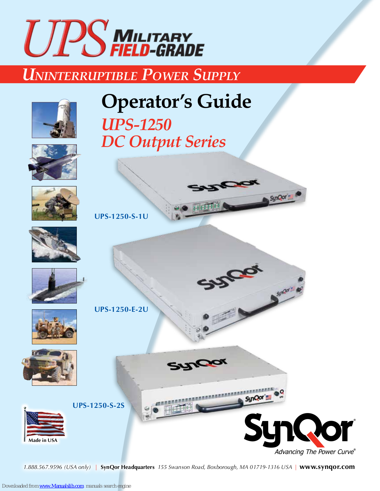 SynQor UPS-1250-S-1U, UPS-1250-E-2U, UPS-1250-S-2S, UPS-1250 Series Operator's Manual