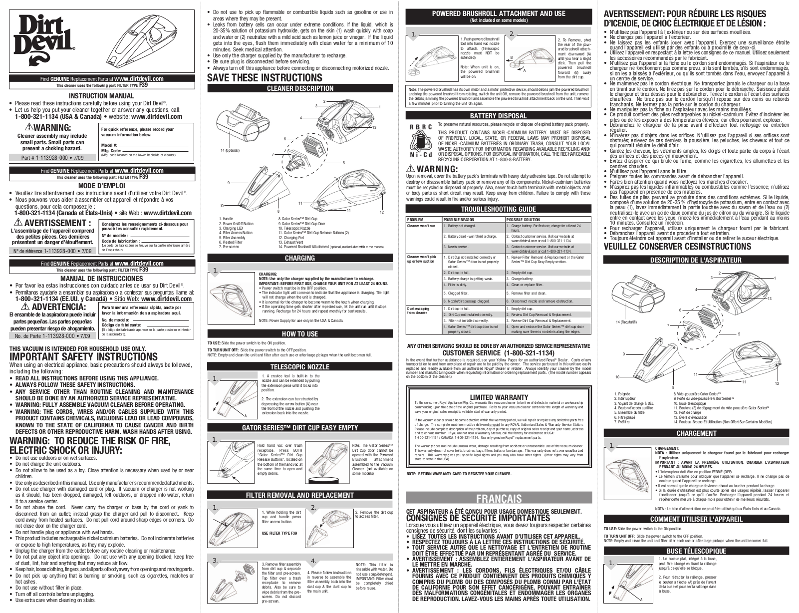 Dirt Devil BD10125 User Manual