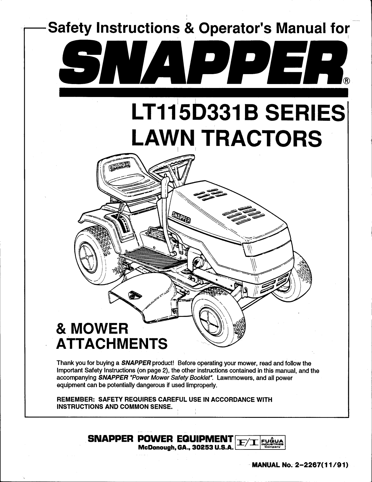 Snapper LT115D331B User Manual