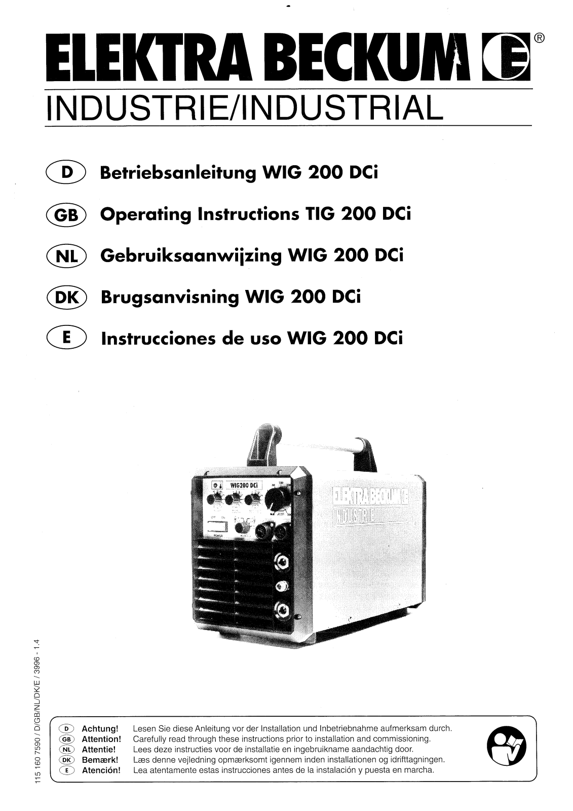 Elektra Beckum WIG 200 DCi User Manual