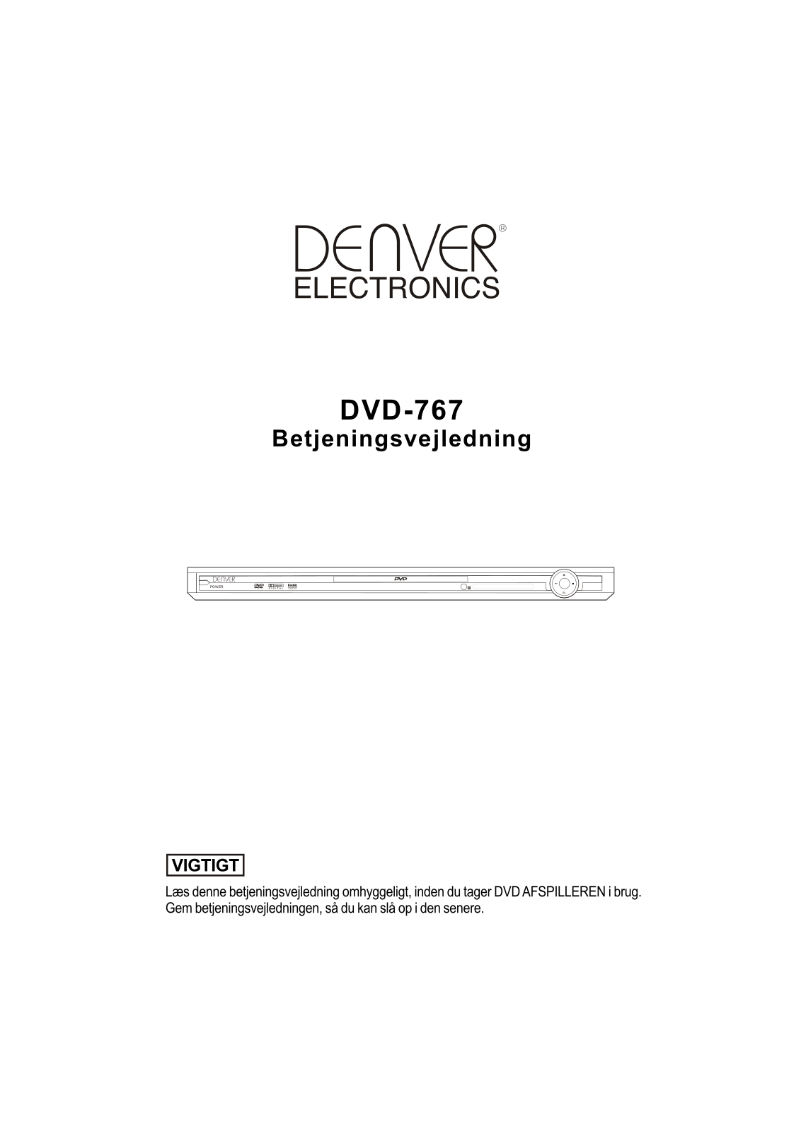 Denver DVD-767 Instruction Manual