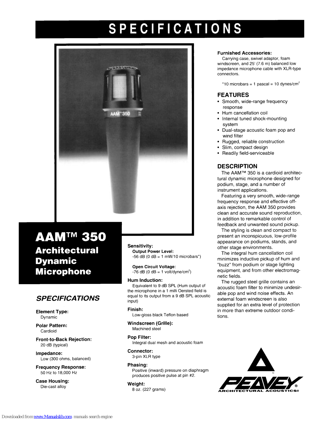 Peavey AAM 350 Specifications