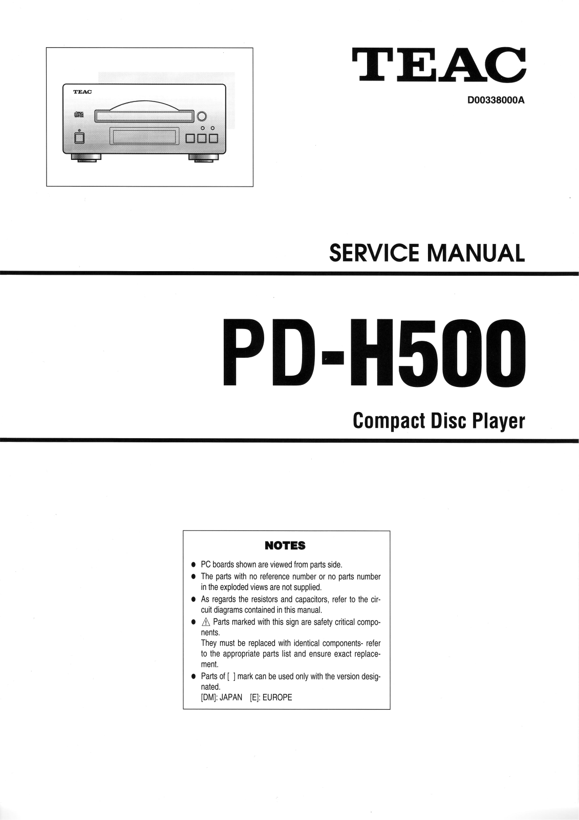 TEAC PD-H-500 Service manual