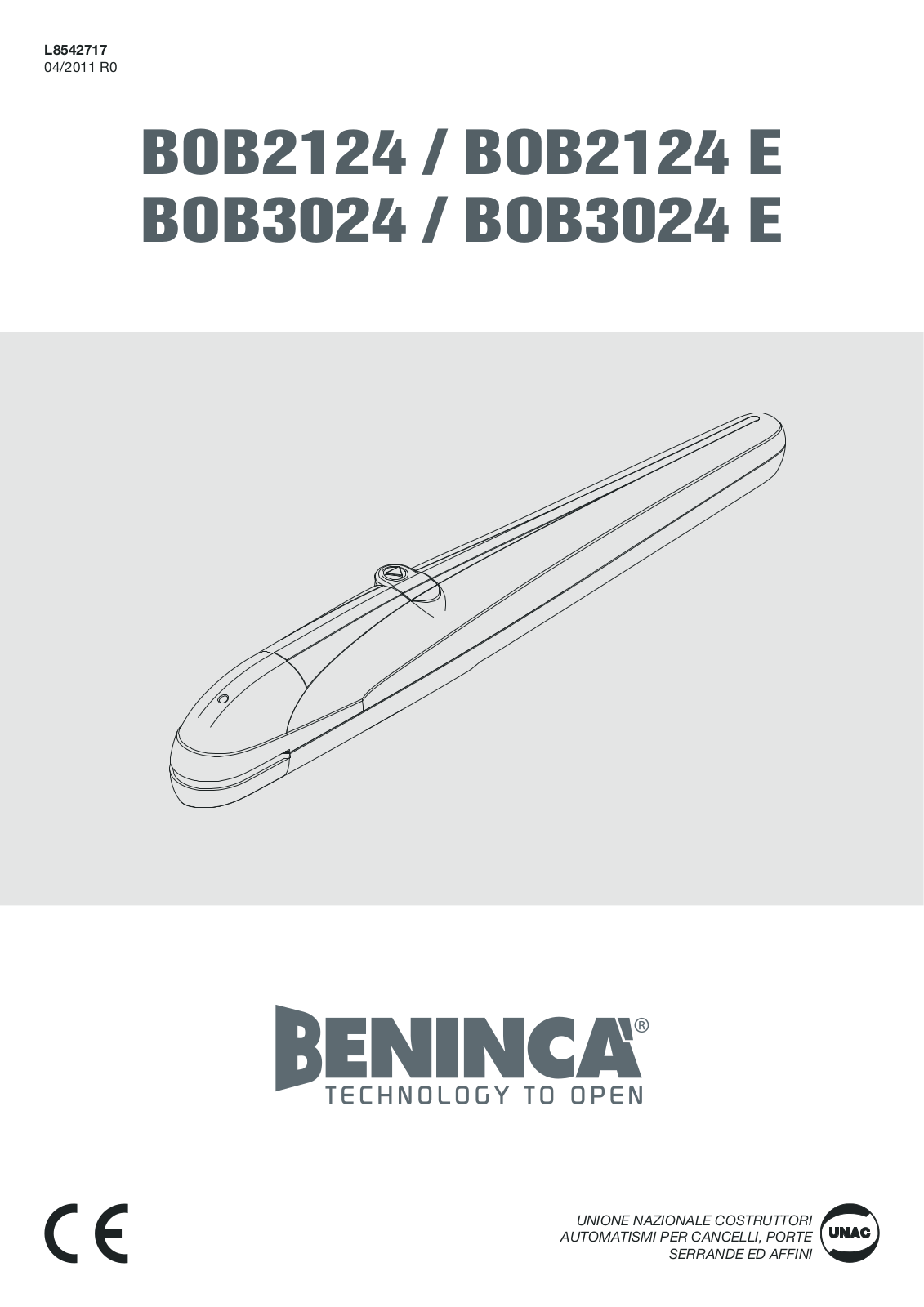 Beninca BOB3024 E, BOB2124 E, BOB3024, BOB2124 User Manual