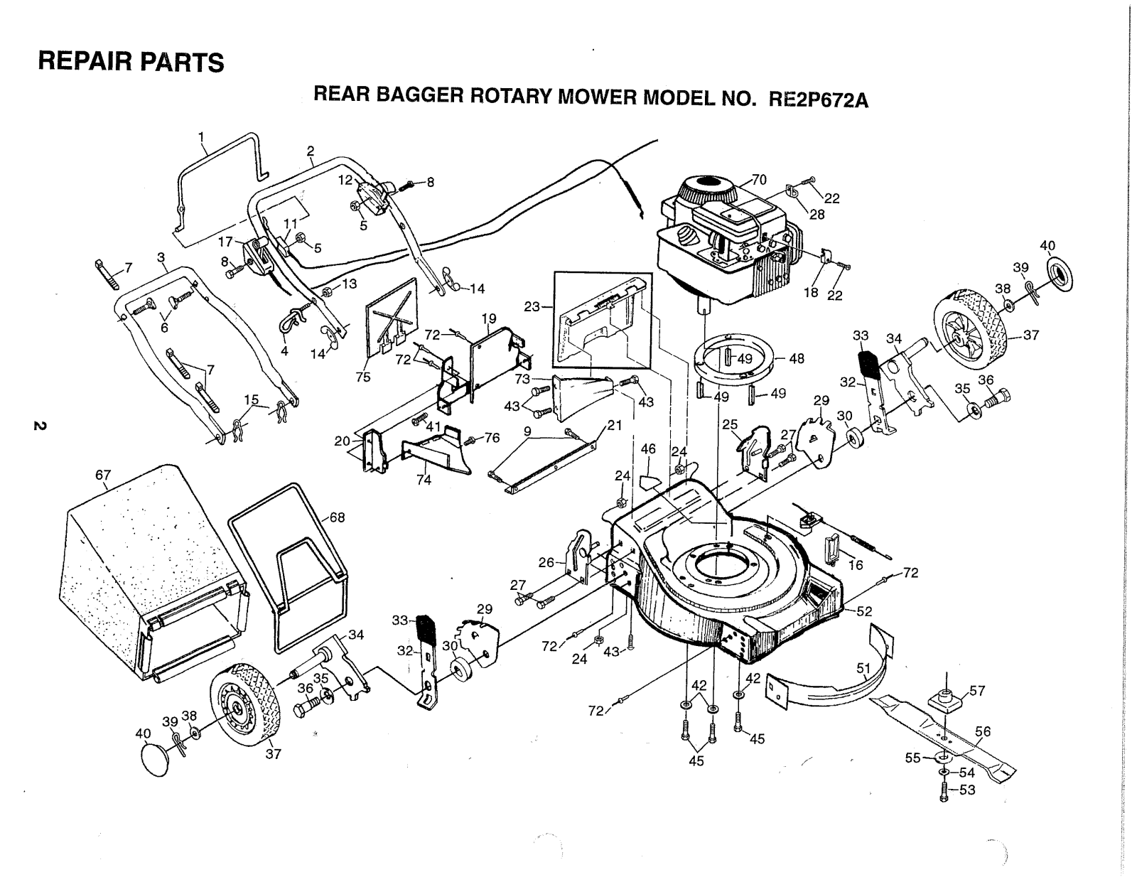 AYP RE2P672A Parts List