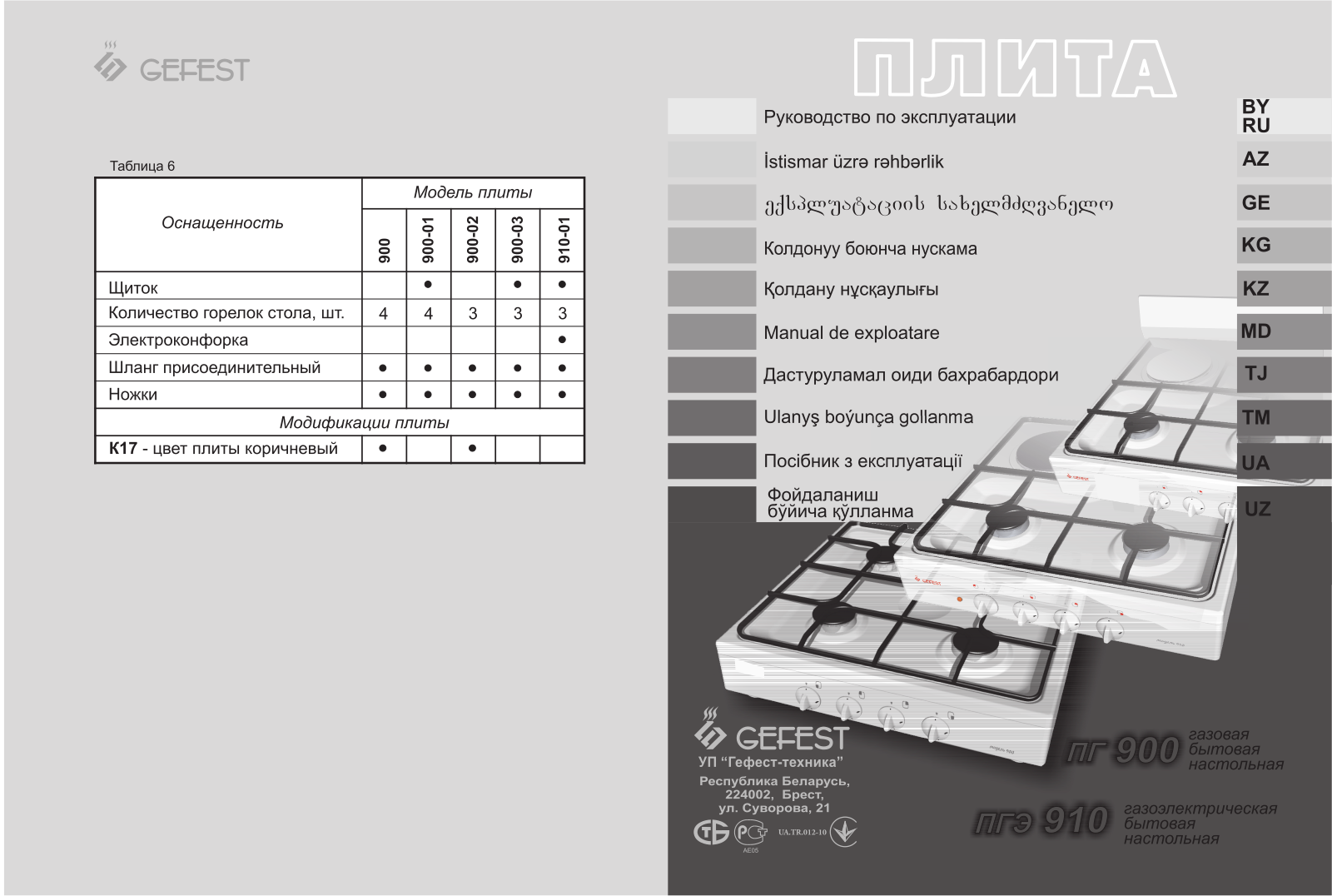 Gefest ПГ-900 User Manual