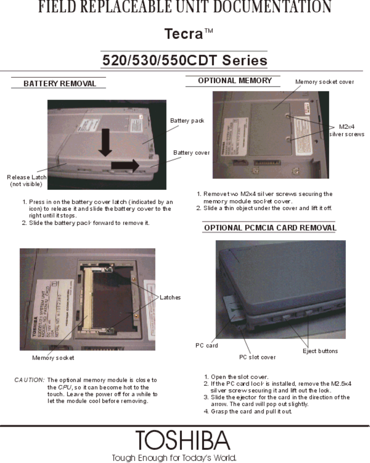 Toshiba Tecra 550, Tecra 530, Tecra 520 Service Manual