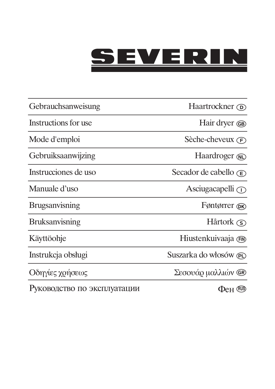 Severin HT 6010, 2000 IONIC User Manual