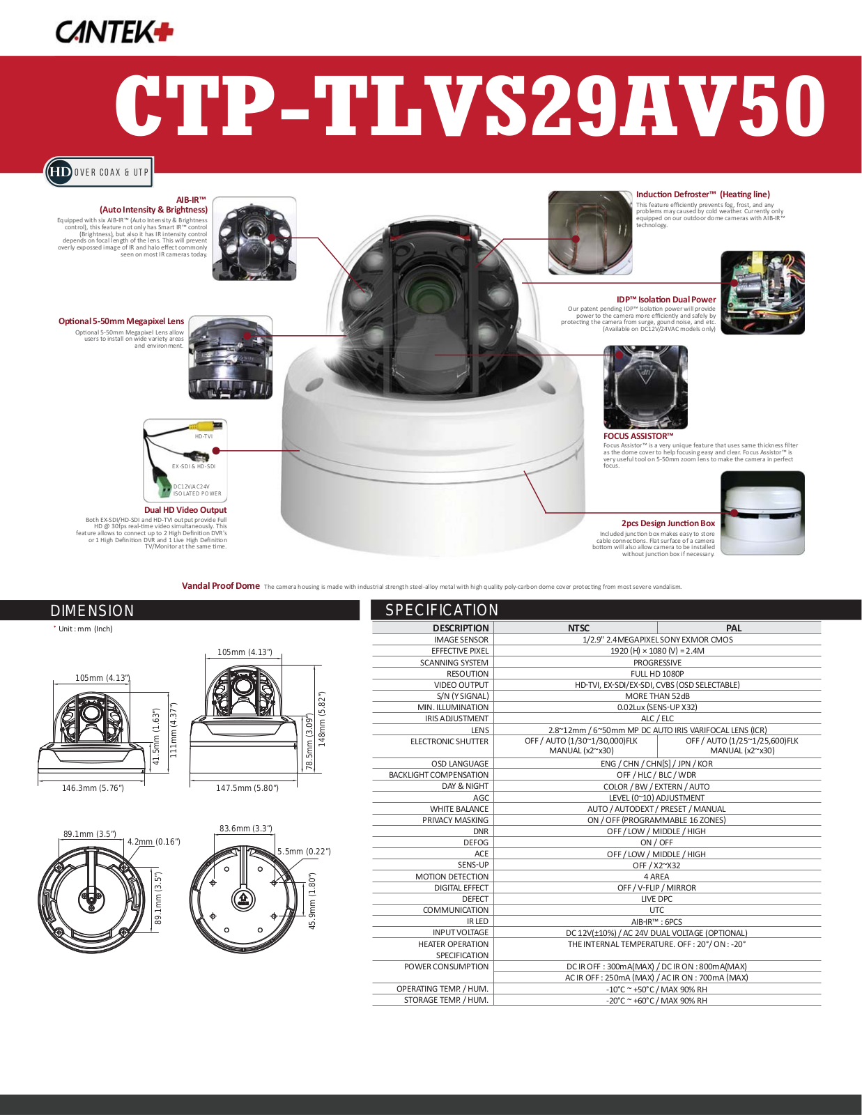 Cantek Plus CTP-TLVS29AV50 Specsheet