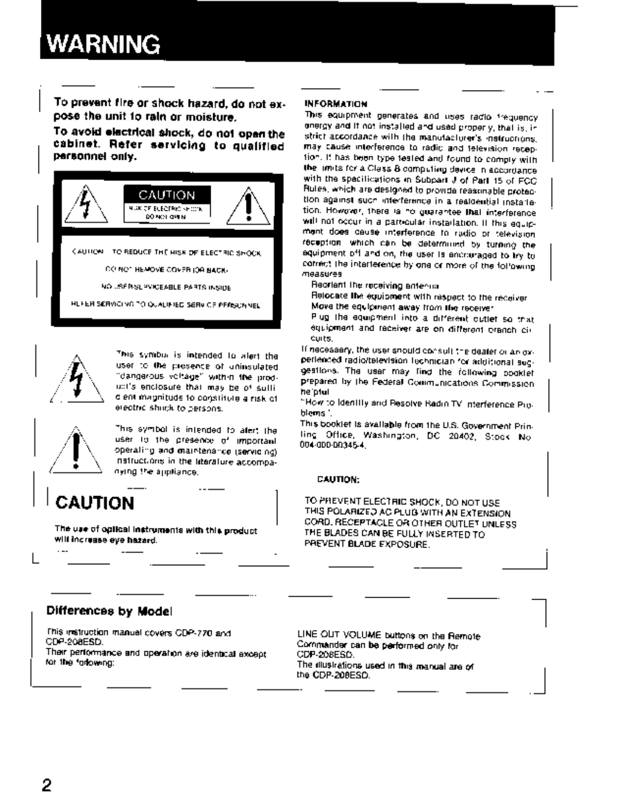 Sony CDP-770 User Manual
