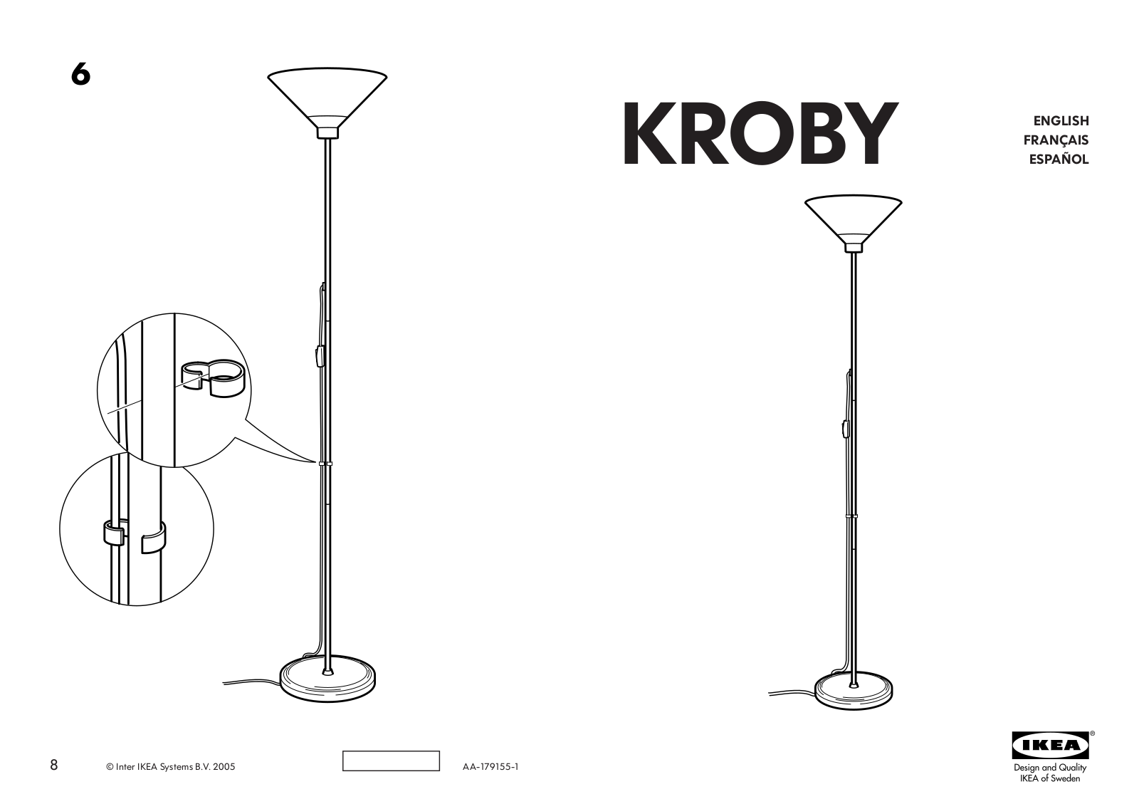 IKEA KROBY FLOOR UPLIGHT Assembly Instruction