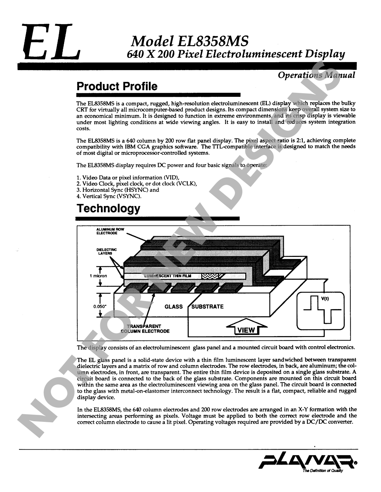 Planar EL8358MS User Manual