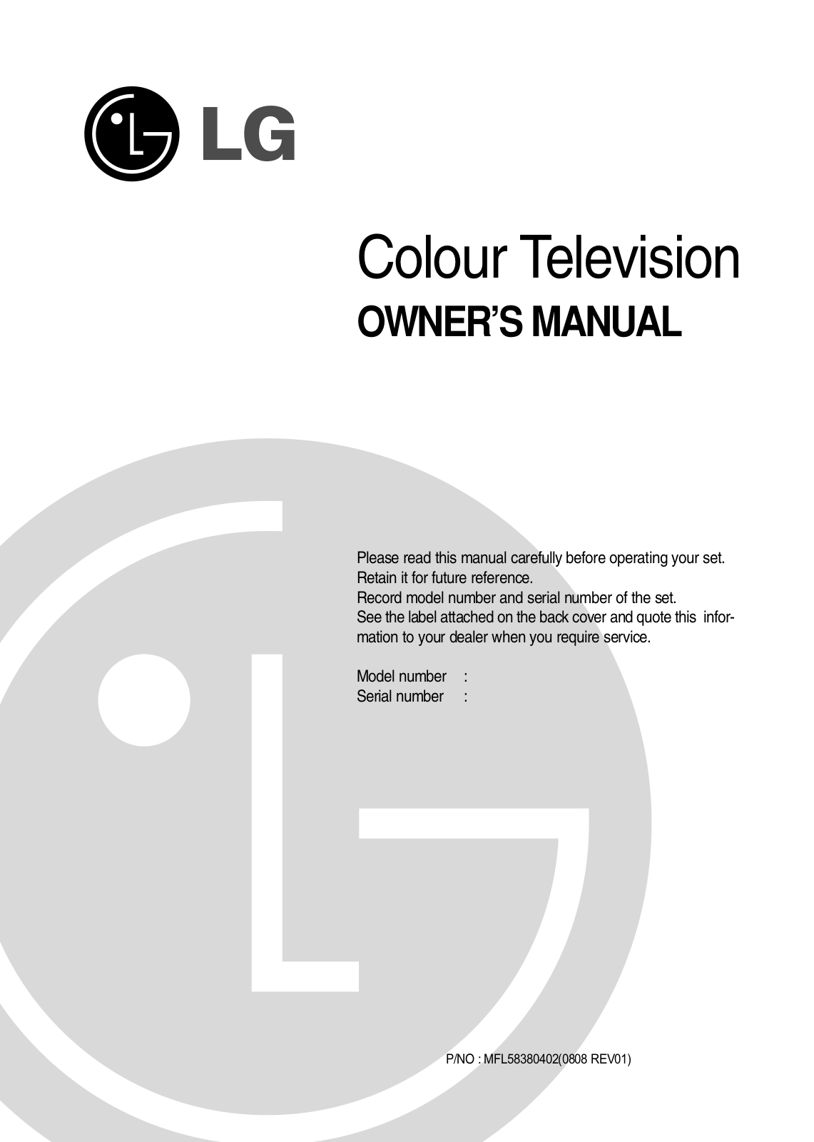 LG 21FS8AG User manual