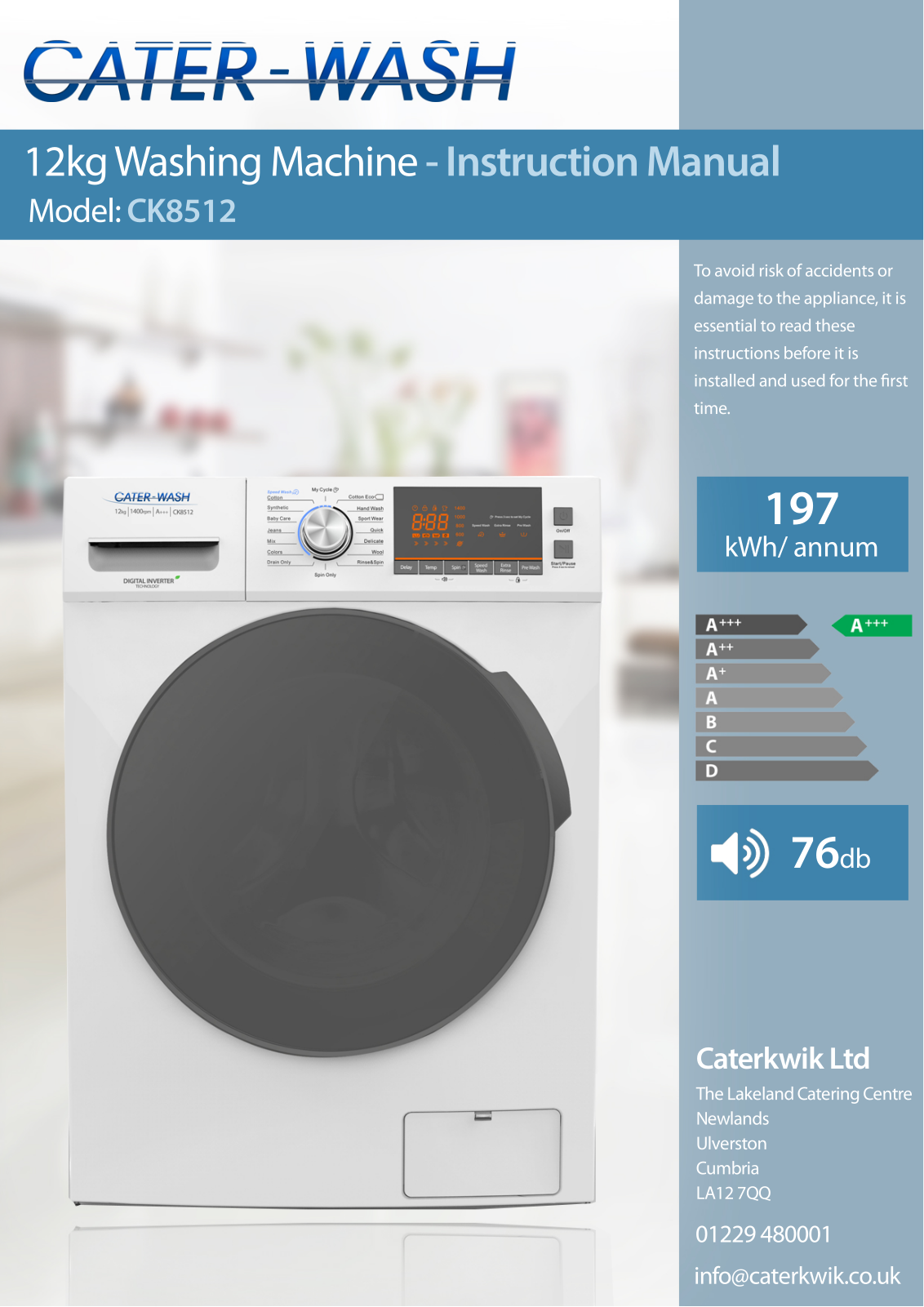 Cater-Wash CK8512 Instruction Manual