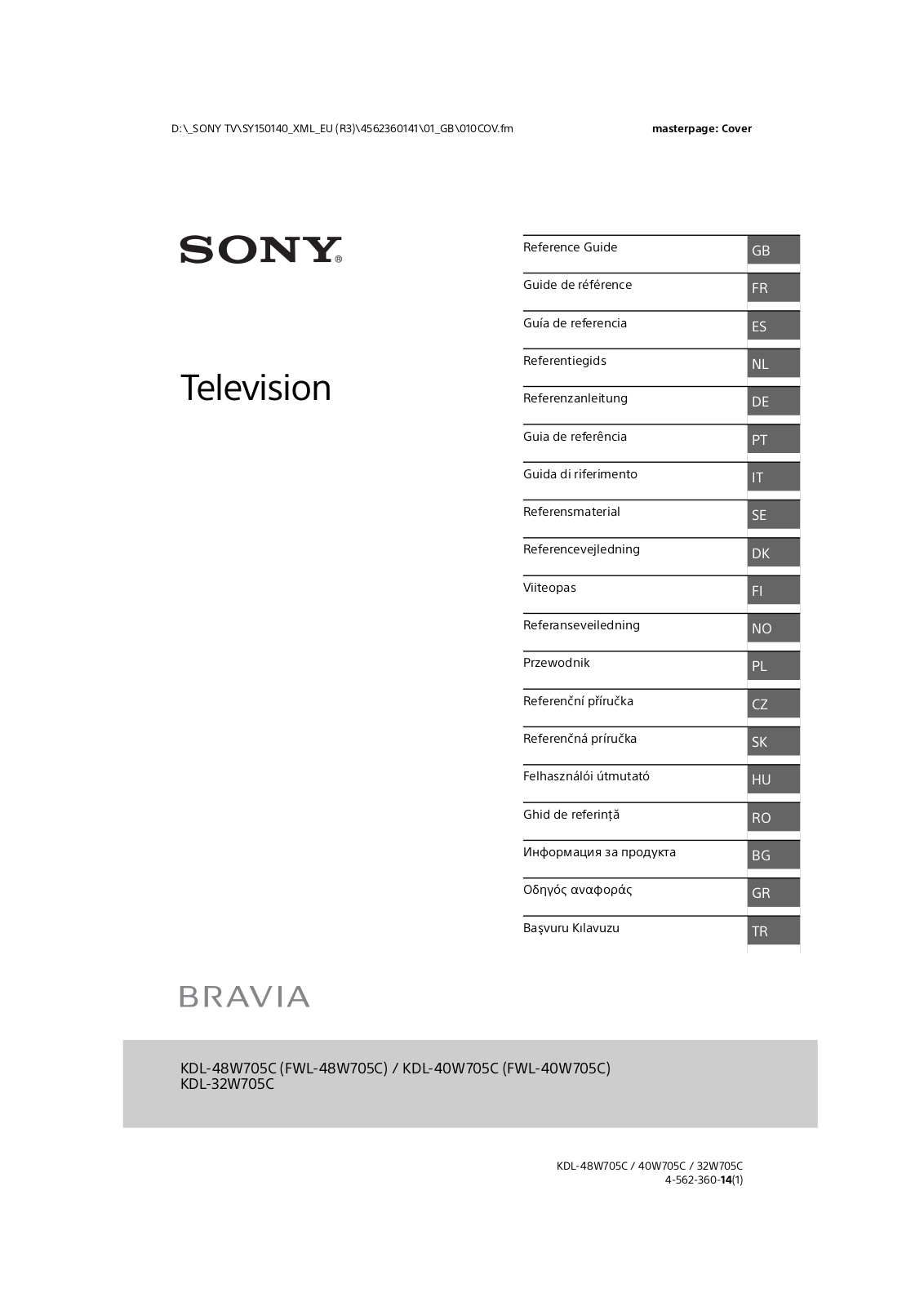 Sony KDL-40W705C Operating Instructions