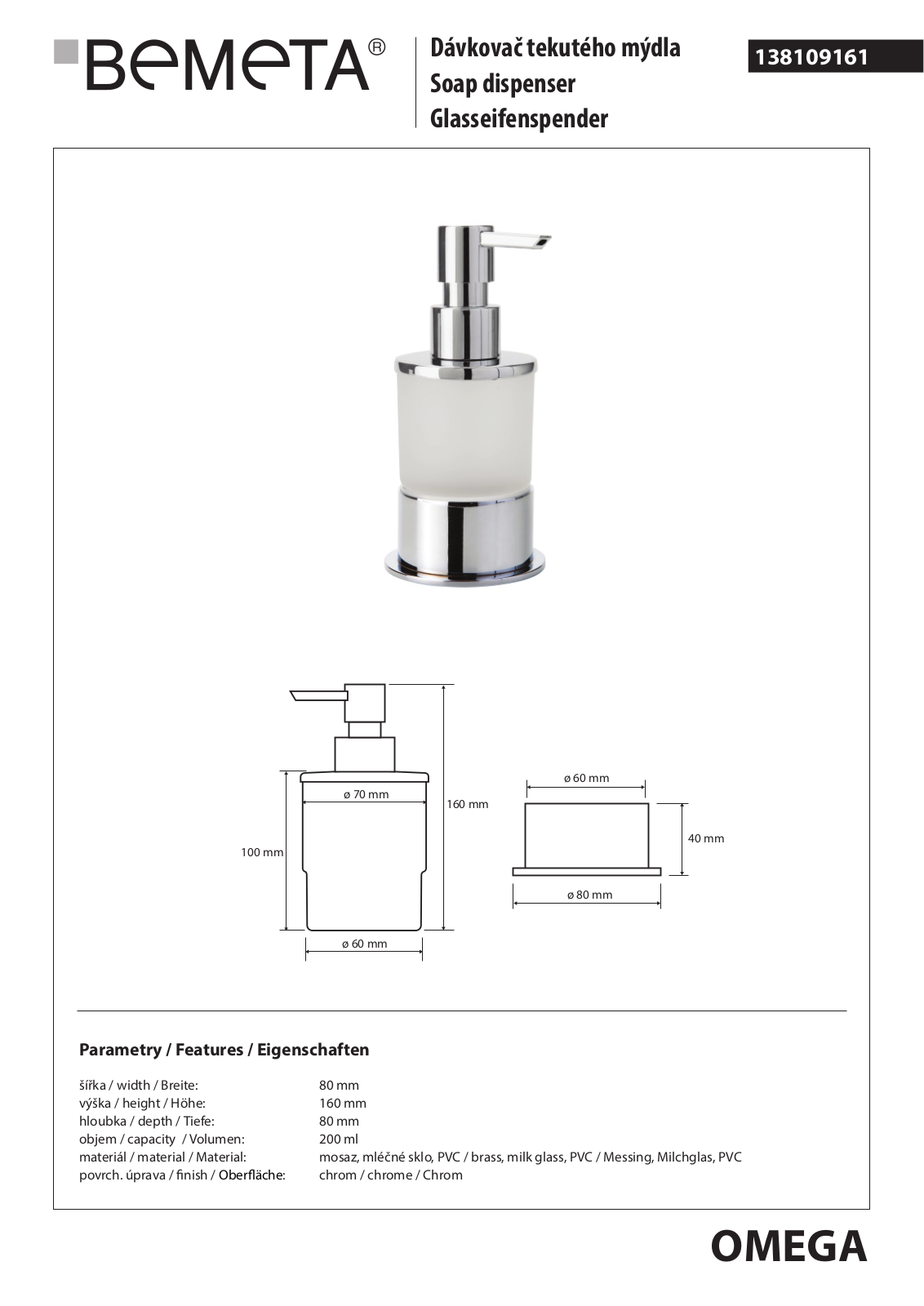 Bemeta Omega 138109161 User guide