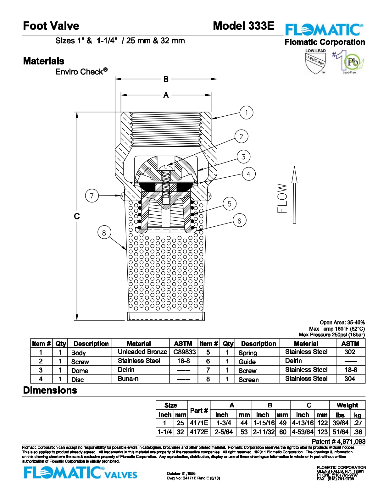 Flomatic 333E Parts List