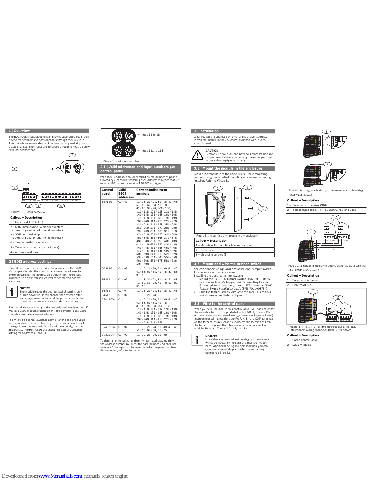 Bosch B208 Installation Manual