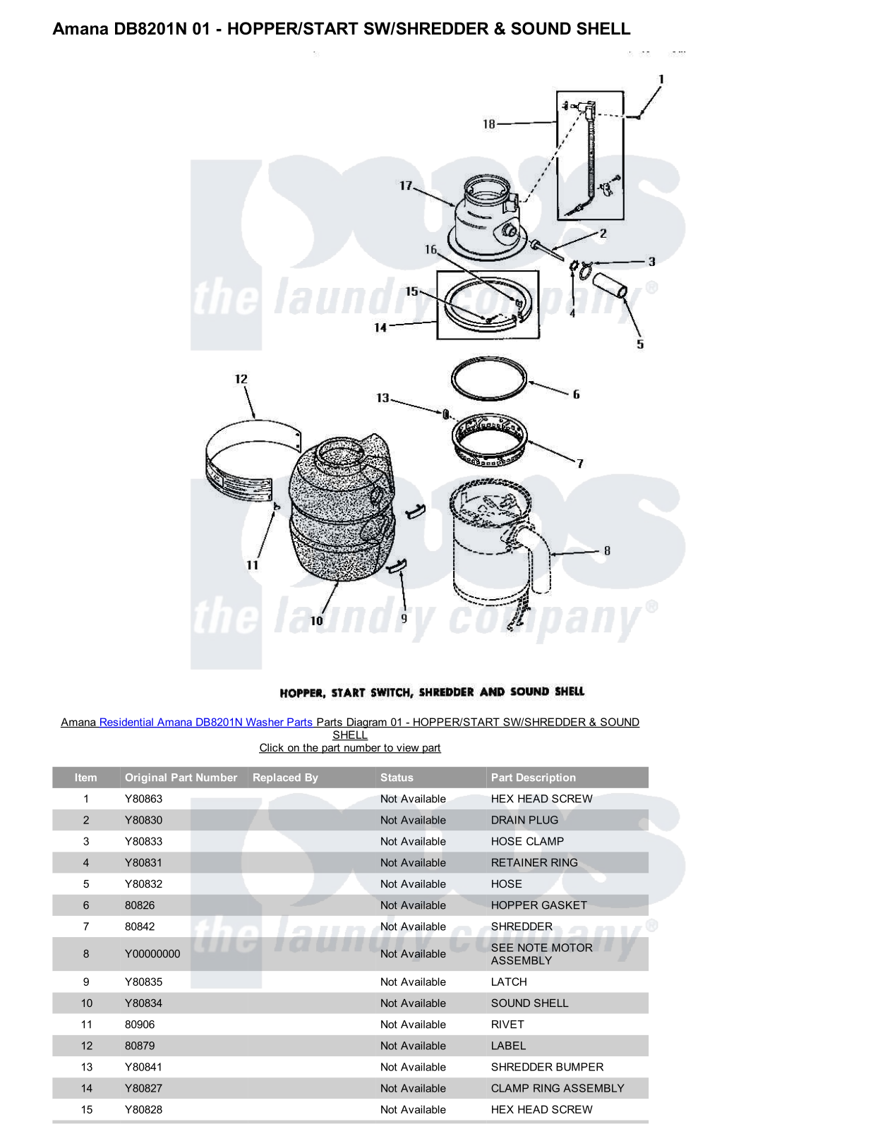 Amana DB8201N Parts Diagram